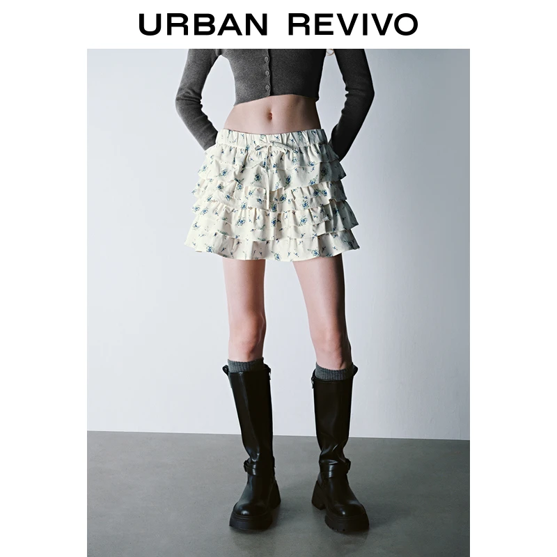 UR女装甜美少女感碎花系带荷叶边半裙UYU540022