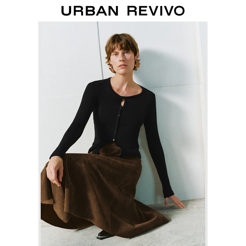 UR女装小众设计镂空修身软糯针织衫UWM440040