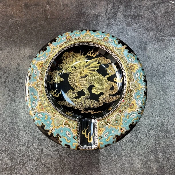 正泽官窑甄选 非遗传承人 传统金银厝麒麟 乌金雪茄缸 纯手工重工