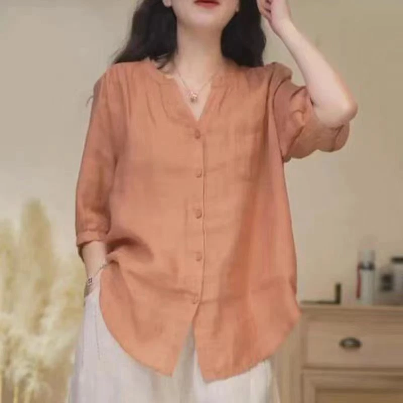 换季刚需铜氨丝V领百搭衬衣女外穿韩版上衣