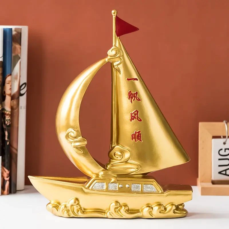 创意一帆风顺帆船摆件酒柜装饰品轻奢高档客厅办公室乔迁新居礼品