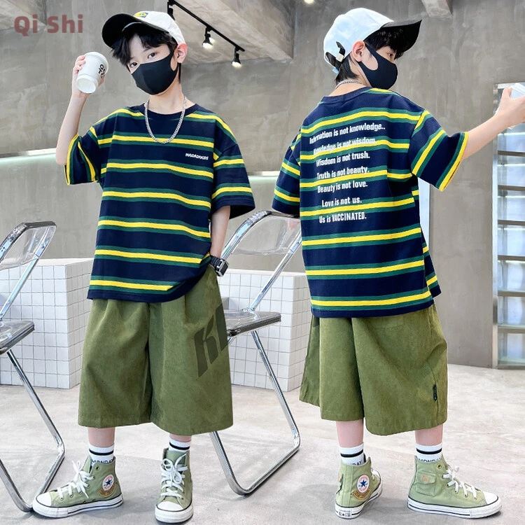 男童夏季套装2024新款潮酷帅儿童夏装男孩帅气时髦大童两件套夏款