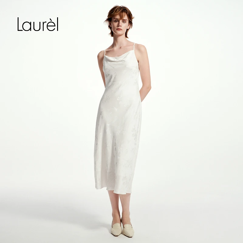 Laurel劳芮25春新款新中式提花吊带连衣裙女LWD361Y01200