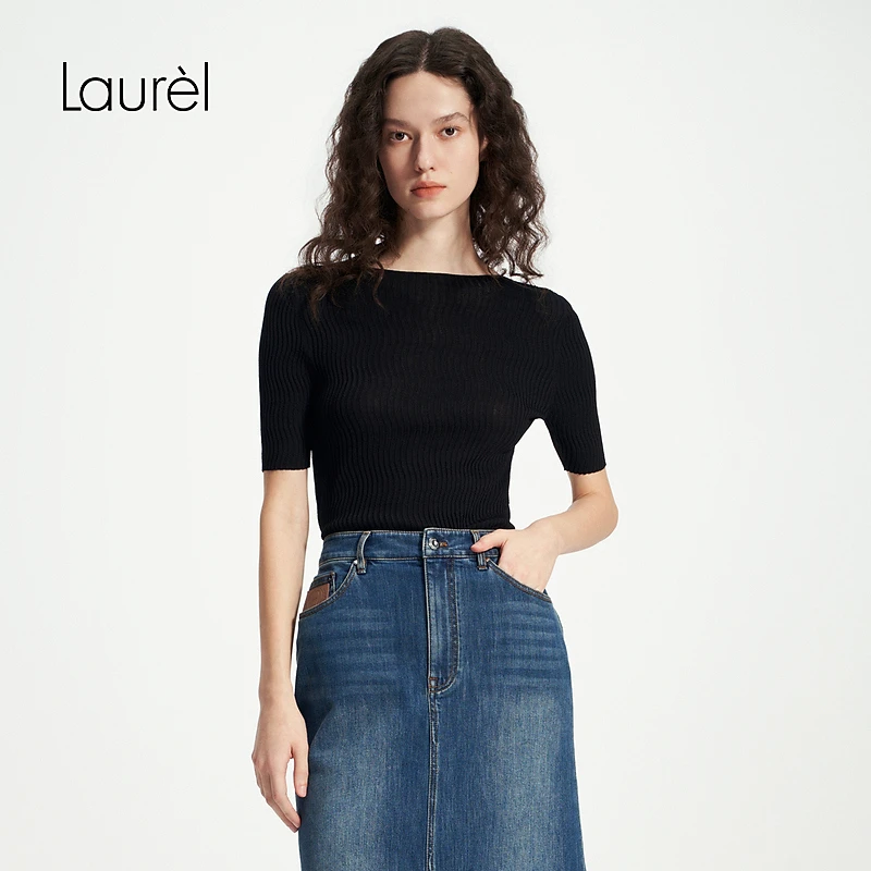 Laurel劳芮25春新款纹理感打底针织衫女LWD361M00900