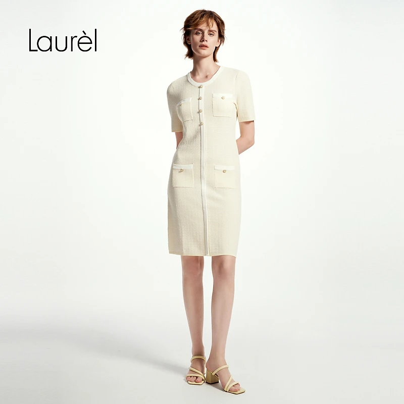Laurel劳芮25春新款小香风修身针织连衣裙LWD361M00300
