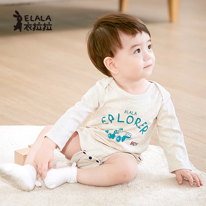 3件装 衣拉拉春秋新生婴儿包屁衣0-1岁男女童宝宝三角哈衣短爬服