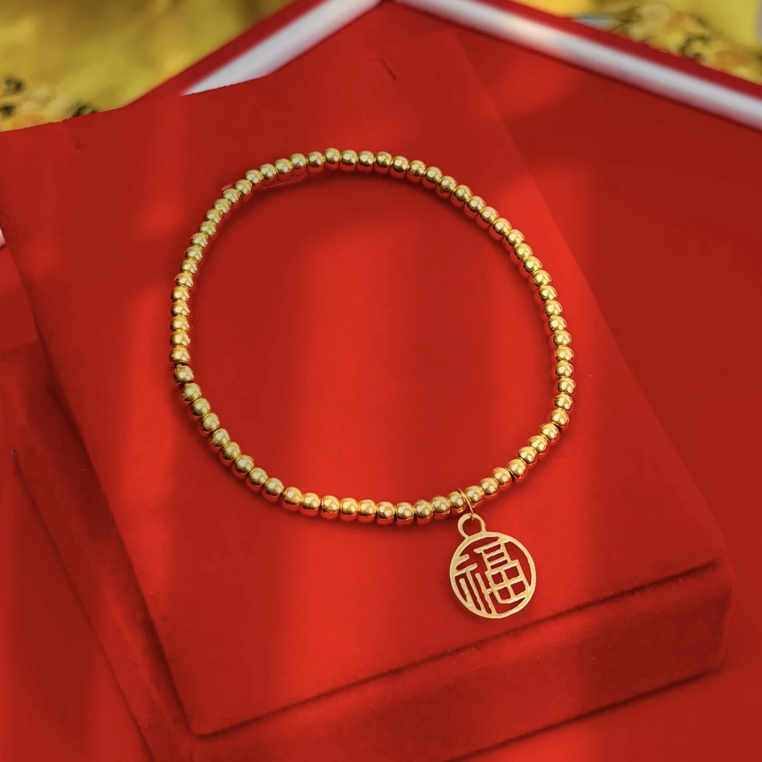 足金999卡3古法金珠福牌配件（70颗金珠）质检中心发货