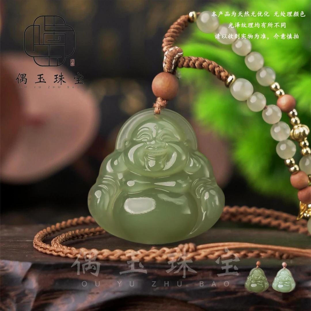 【源源专属】偶玉珠宝丨缘深*和田玉*佛公吊坠—天然珠宝多样性发一