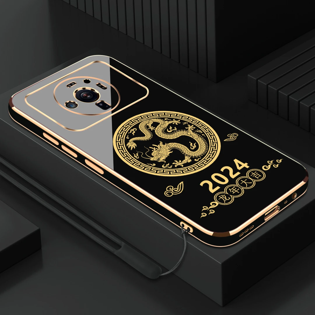 电镀龙年大吉适用小米12sultra手机壳防摔硅胶保护壳直边手机套