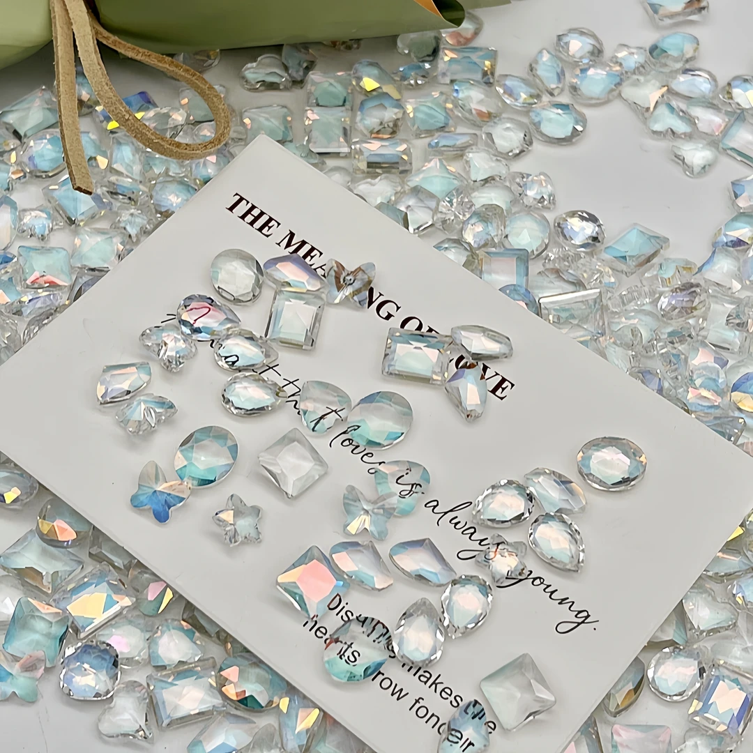 【海盐芝士中号混款】班丽洛直播专享 冰透尖底幻彩DIY美甲钻