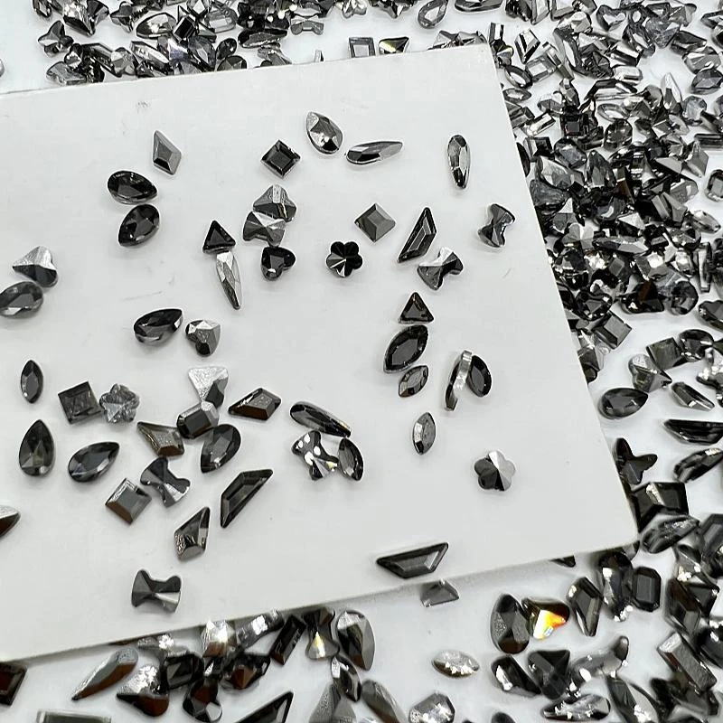 LY【黑曜石平底异形钻混装】迷你号平底钻镀底超闪混装DIY美甲钻