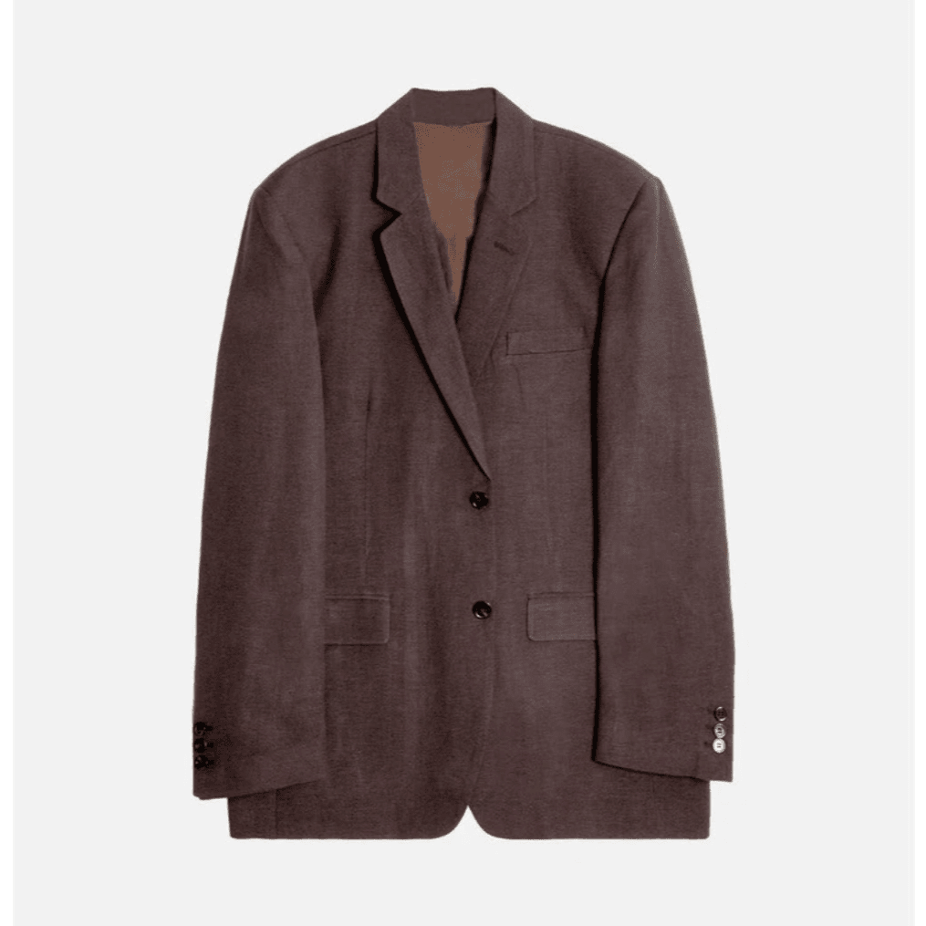 摩卡调麻料西装高级感西服外套女宽松休闲新款