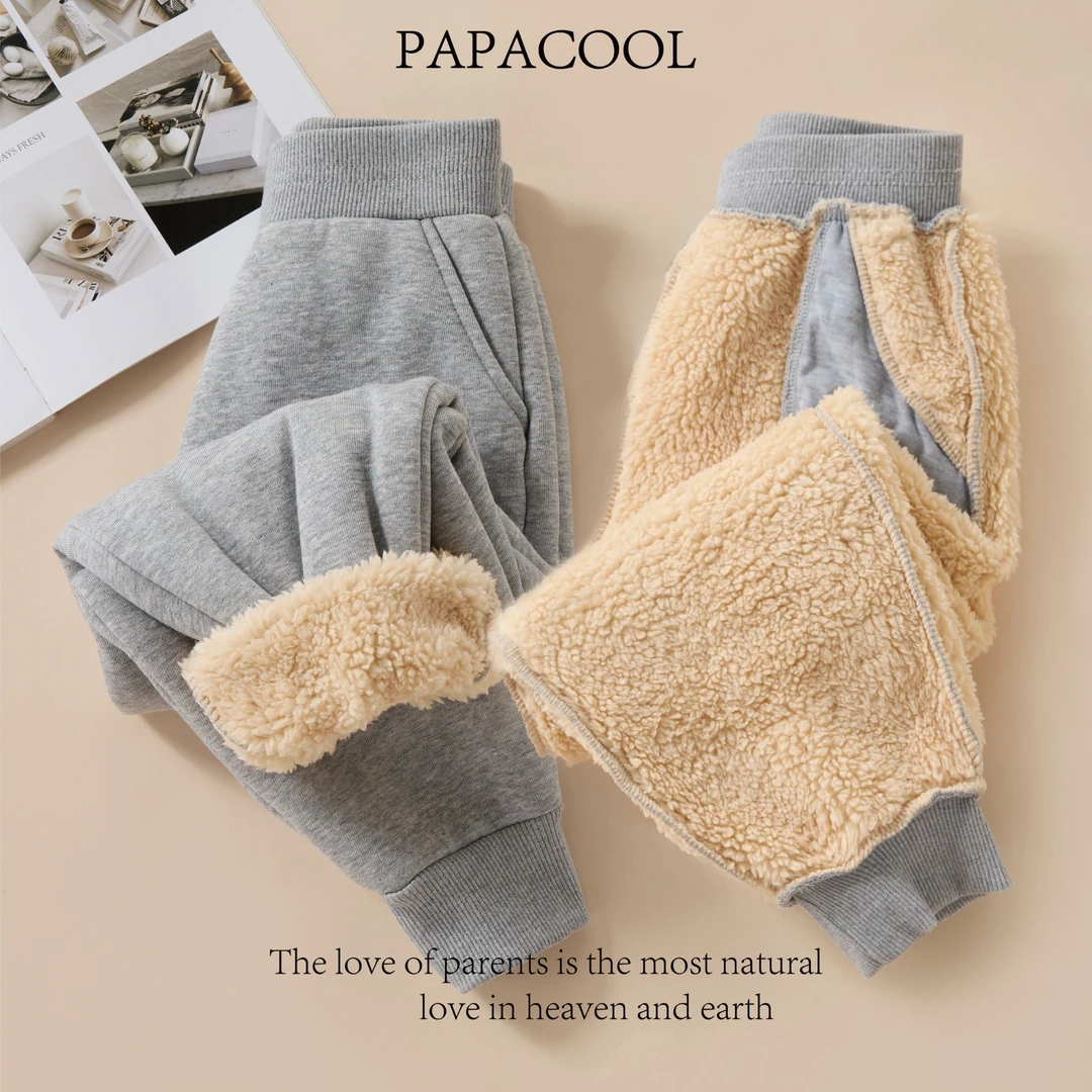 【巨厚羊羔绒】【可穿零下10度】儿童男童女童宝宝冬季加绒卫裤休闲裤