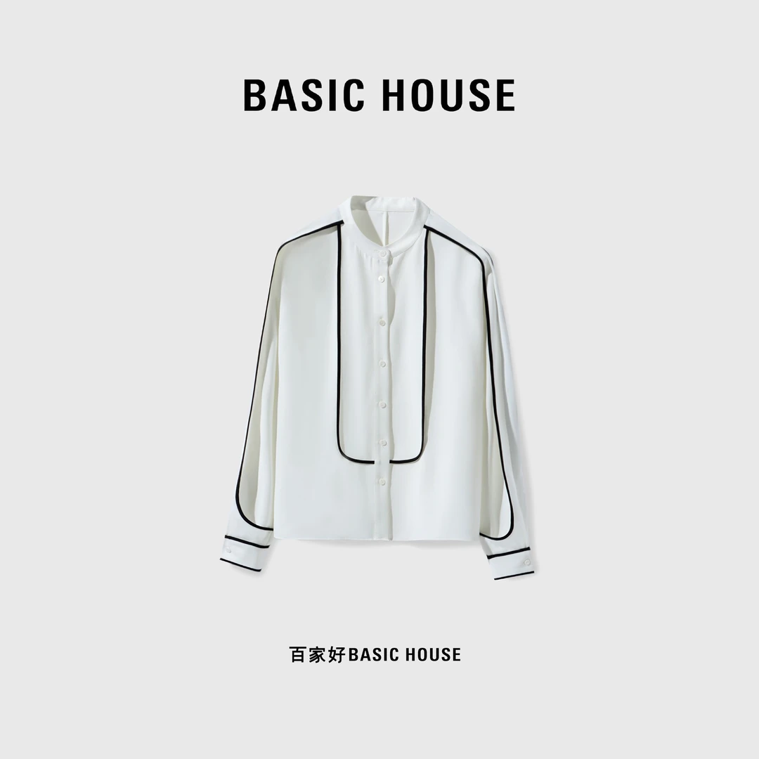 Basic House/百家好 春夏新款撞色线条时尚气质衬衫B0623B50632