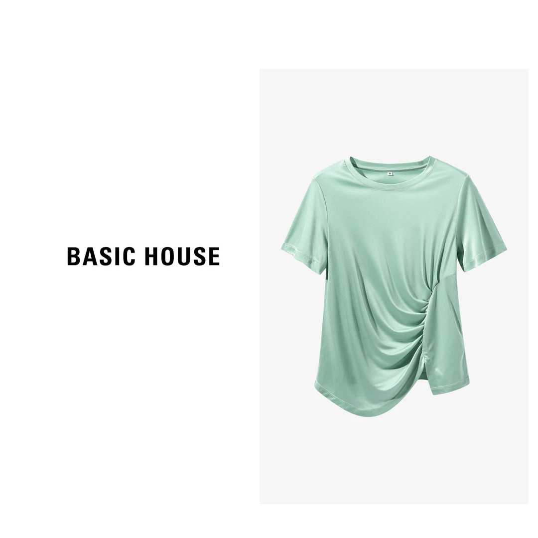 Basic House/百家好 纯色时尚圆领设计感T恤B0623B50752