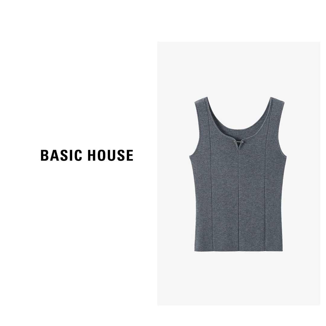 Basic House/百家好时尚百搭纯色简约背心B0633B5G432