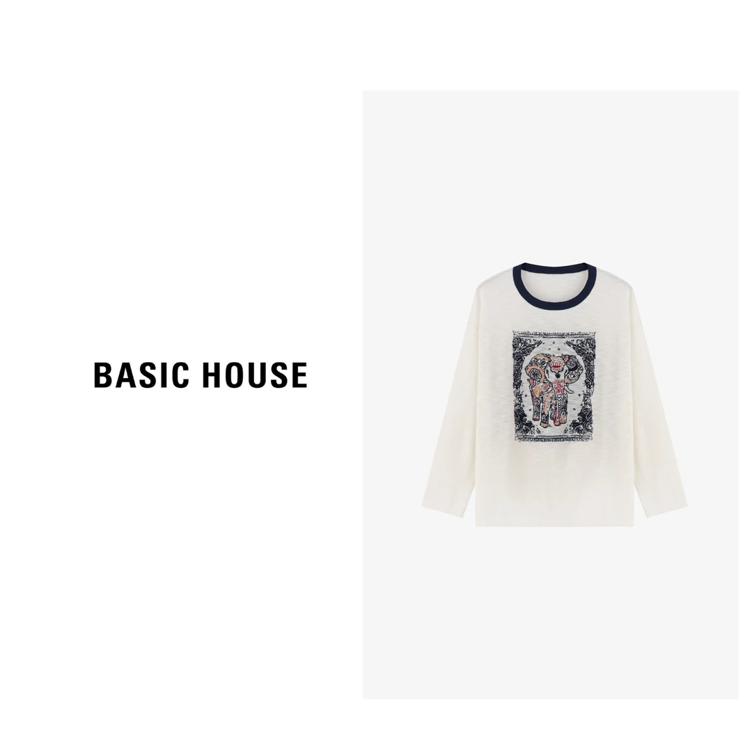 Basic House/百家好春季休闲设计感长袖针织衫-B0624E5M062