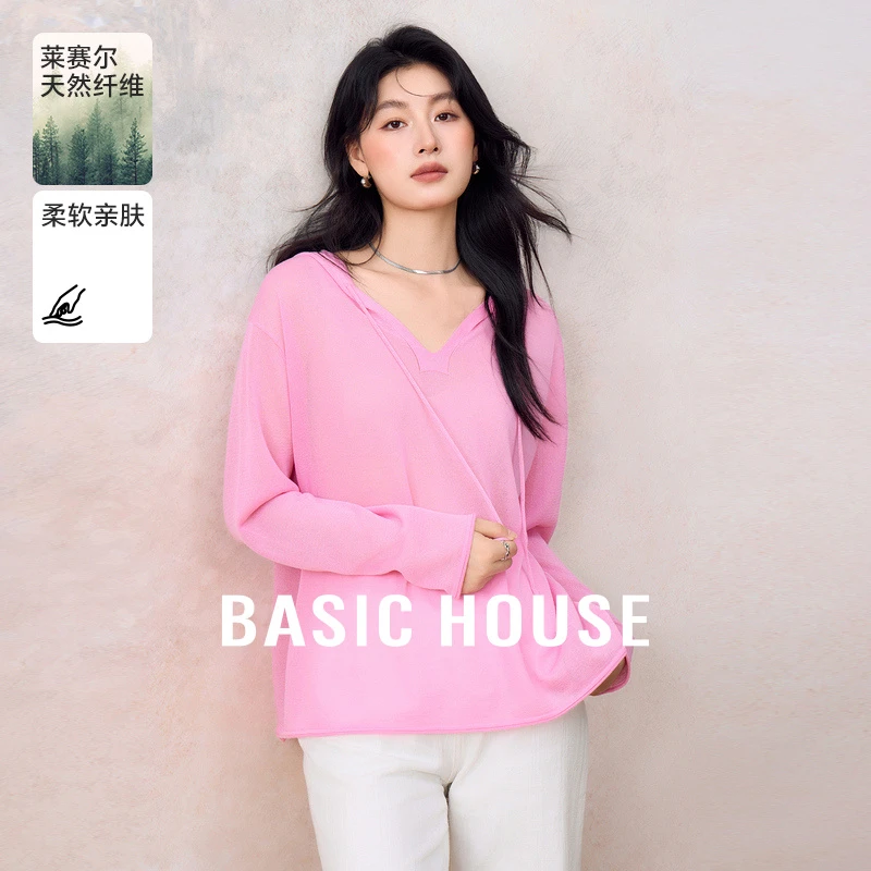 Basic House/百家好夏季新款休闲风女装连帽针织衫-B0624S50512