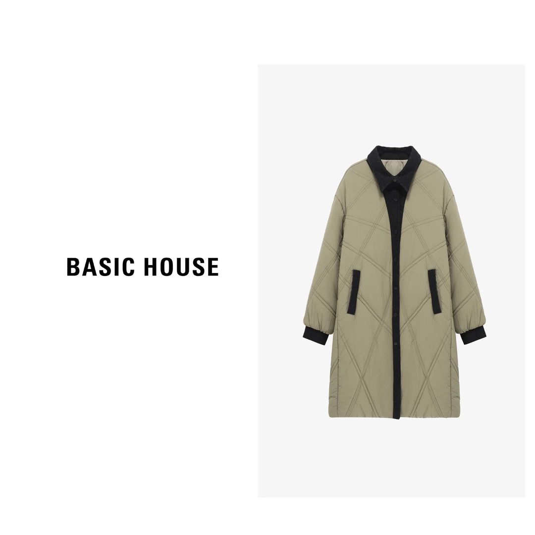 Basic House/百家好女士连帽保暖冬季户外加厚棉服-B06245I6352