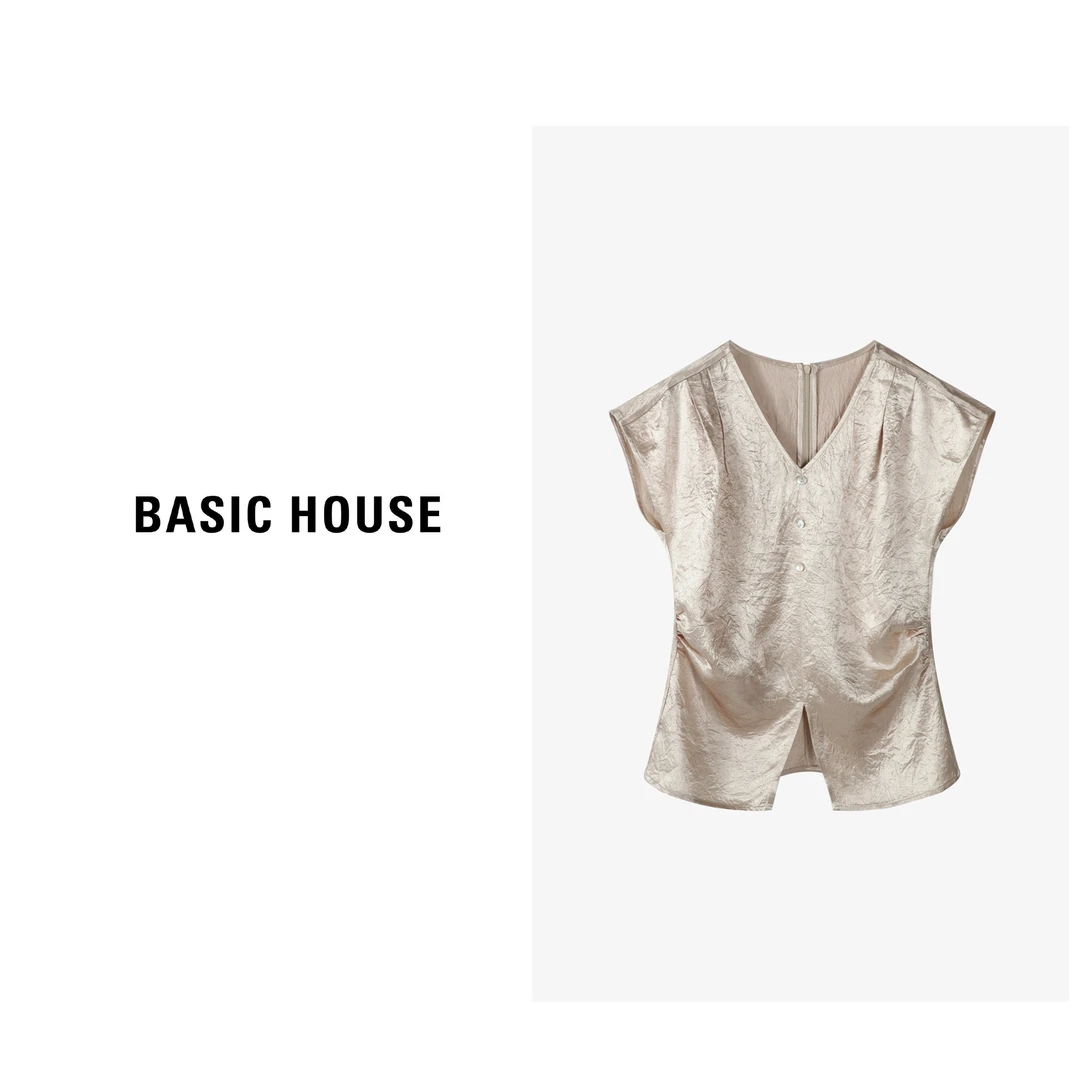 Basic House/百家好夏季休闲时尚针织不规则清新衬衫-B0624S52732