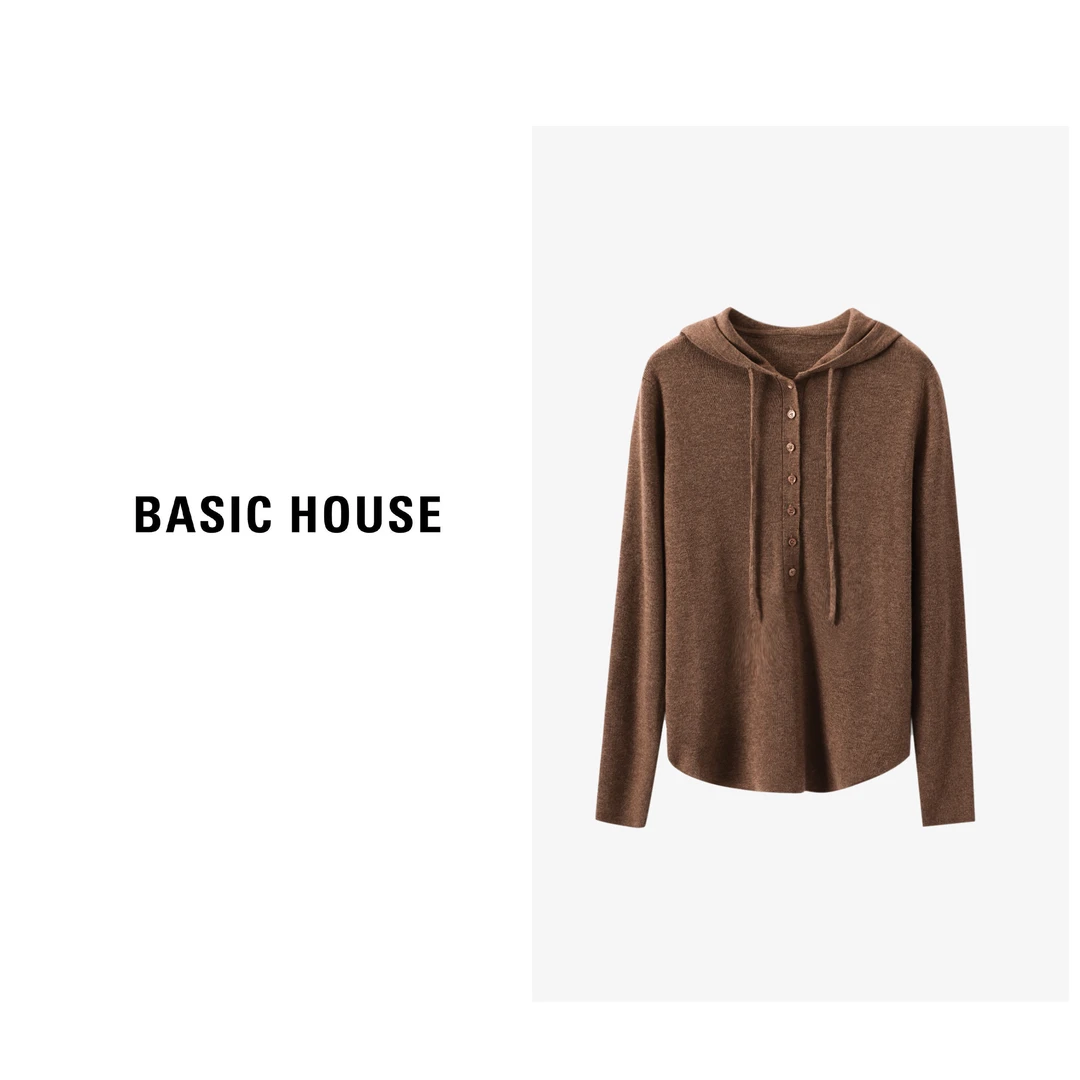 Basic House/百家好 美拉德秋季针织绵羊毛连帽毛衣B0633B5P842