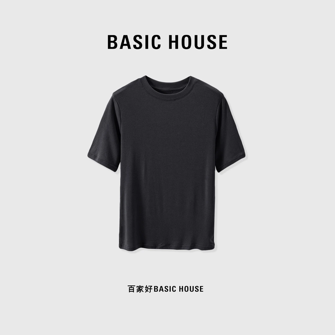 Basic House/百家好简约圆领休闲时尚百搭通勤舒适T恤B0623B56322