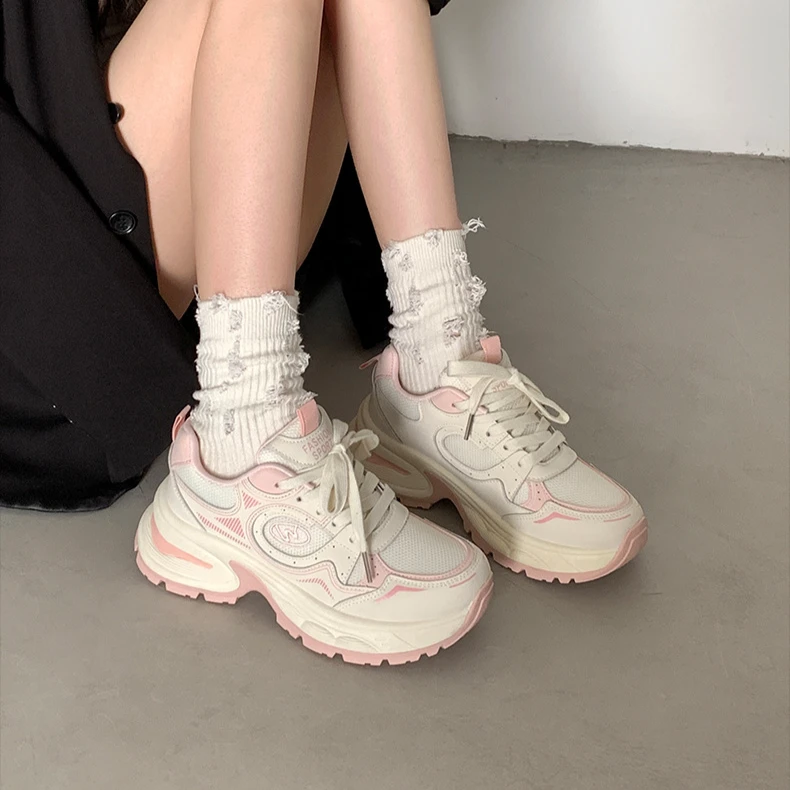 女2024夏季新款学生韩版ins潮百搭厚底老爹鞋休闲鞋小白鞋A03//C