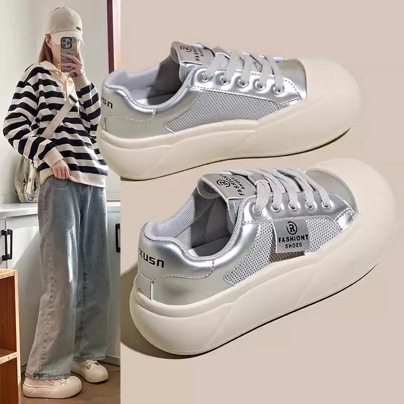 女2024夏季新款韩版ins潮百搭厚底透气网面鞋休闲鞋小白鞋K831//C