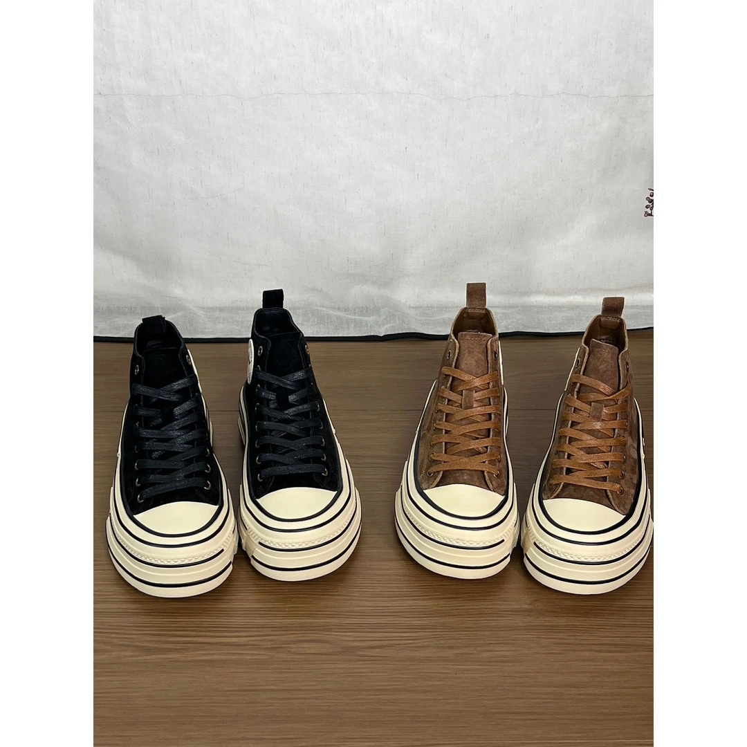 秋冬大头鞋女厚底板鞋2024秋季新款圆头磨砂皮阿甘鞋运动休闲鞋