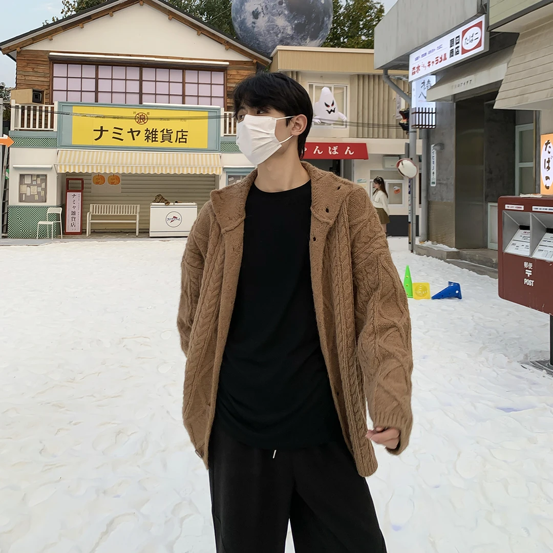 白口阳 慵懒风高领扭花羊毛针织衫休闲加厚保暖毛衣70257