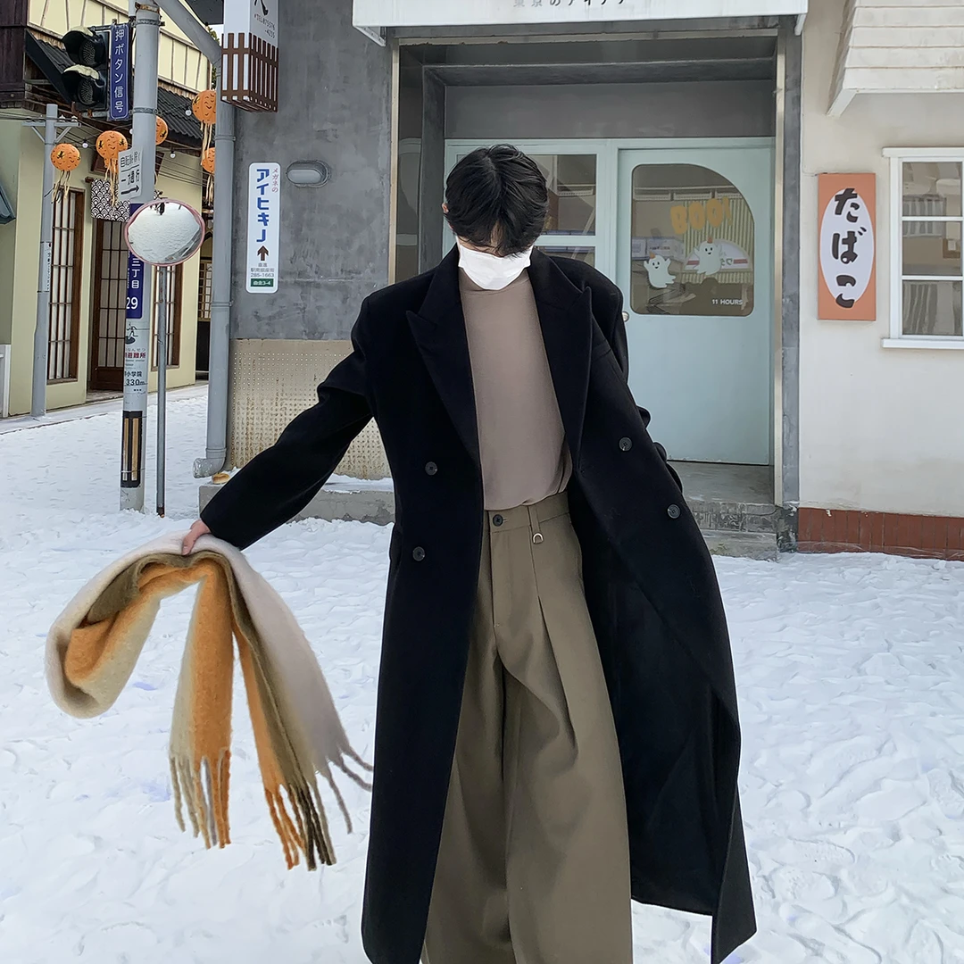 白口阳【里昂大都会】老钱风廓形收腰呢子大衣中长款毛呢外套男X290