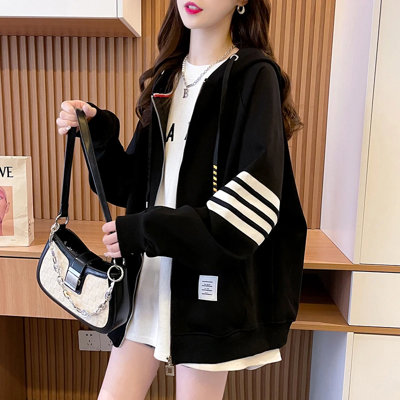 卫衣开衫女2025春秋新款爆款宽松休闲设计感薄款拉链上衣连帽外套