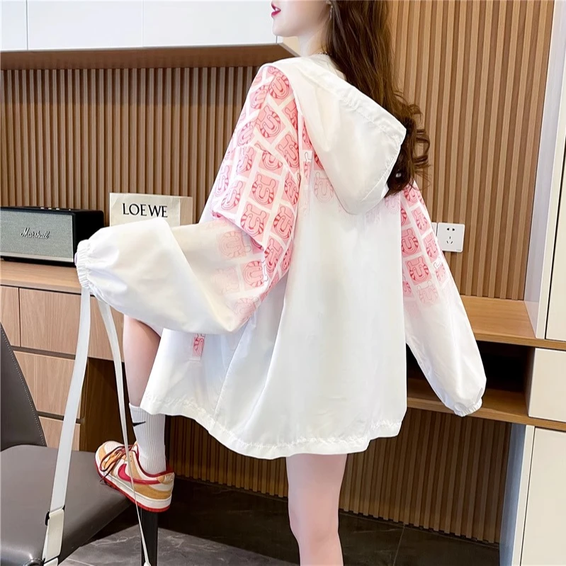 宽松慵懒风休闲连帽防晒服外套女2025夏季新款夏季洋气百搭上衣潮