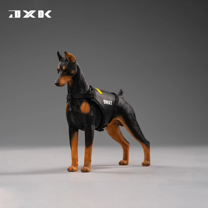 JXK 1/12 杜宾犬模型 警犬系列仿真动物摆件潮玩周边兵人手办