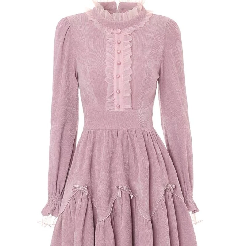 法式轻奢风新款立领高腰显瘦气质连衣裙 DY325