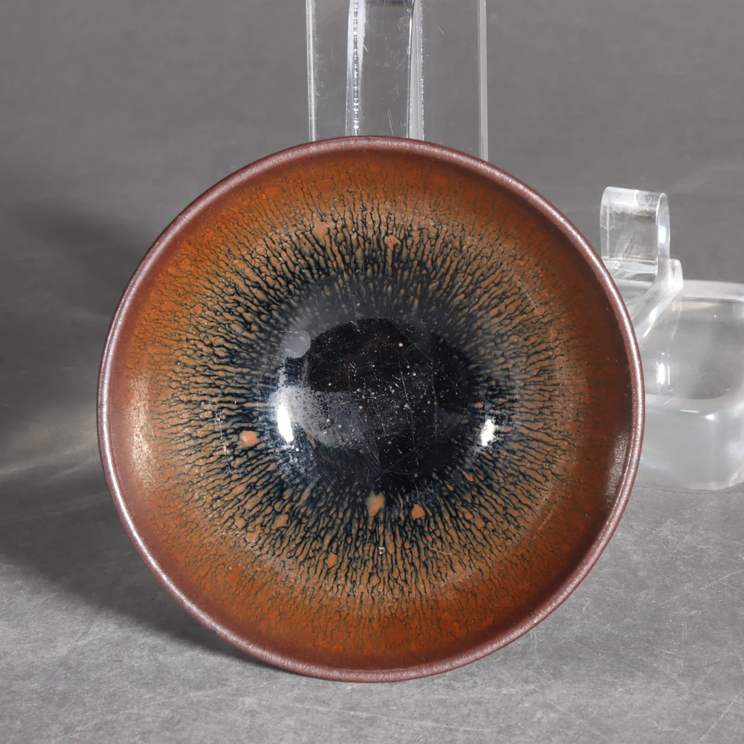 【明】建窑兔毫小盏（口径9.3cm高4cm）