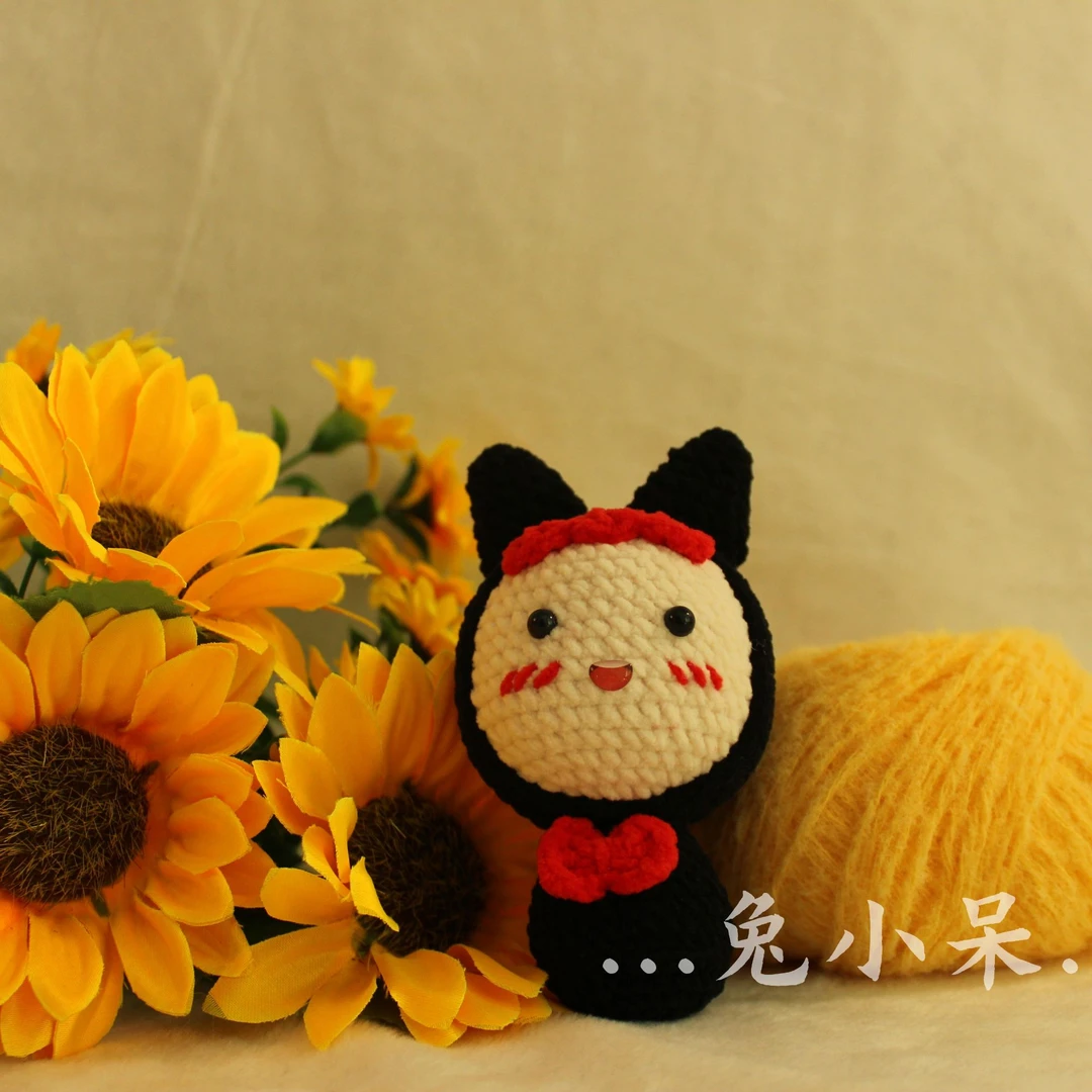 【89】黑猫团子黑猫玩偶毛线玩偶成品纯手工钩织【成品含运费】