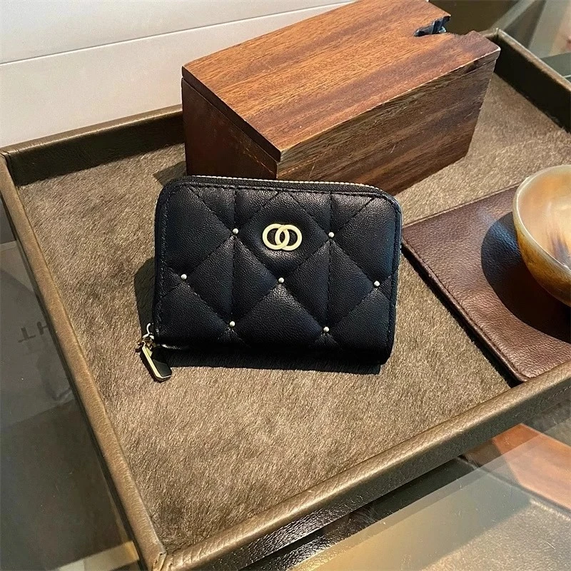 卡包女款2024新款菱格时尚防消磁多卡位证件收纳包学生卡套零钱包