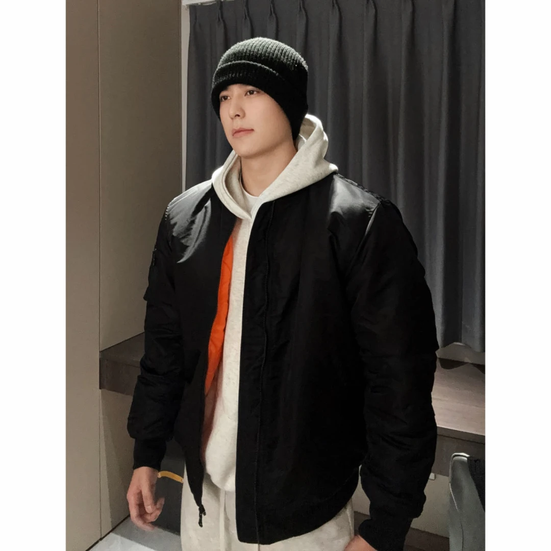 【序77专属】显肩宽加棉MA1飞行员夹克棉服 三防经典立领纯色棒球服