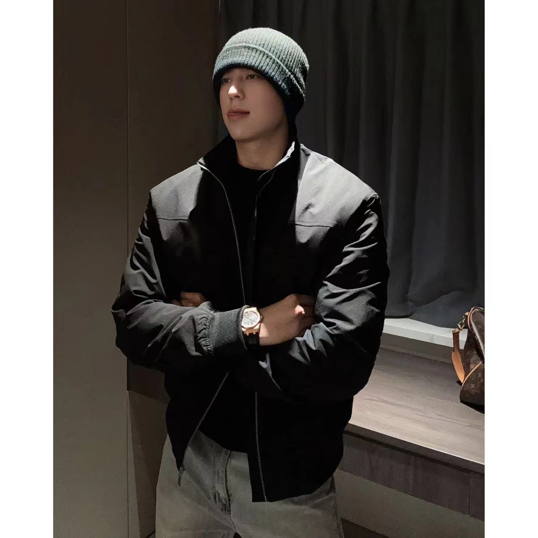 【西博】美式加棉夹克显宽三防立领纯色夹克外套加棉加厚双开门