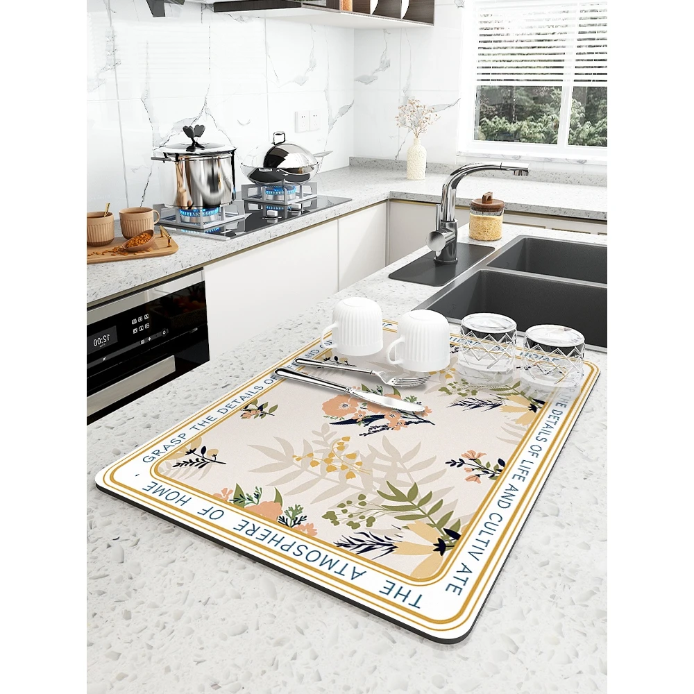 厨房沥水垫台面吸水垫防烫锅垫隔热垫吧台杯垫碗盘干燥垫J