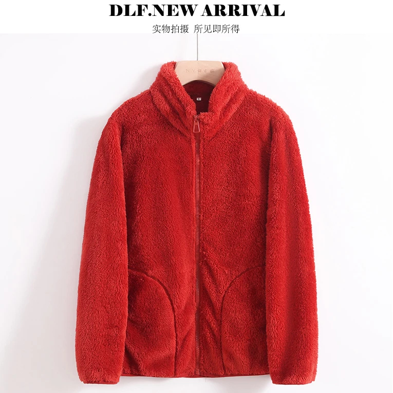 27081 市场常规货！女式摇粒绒外套短款珊瑚绒百搭毛茸茸上衣