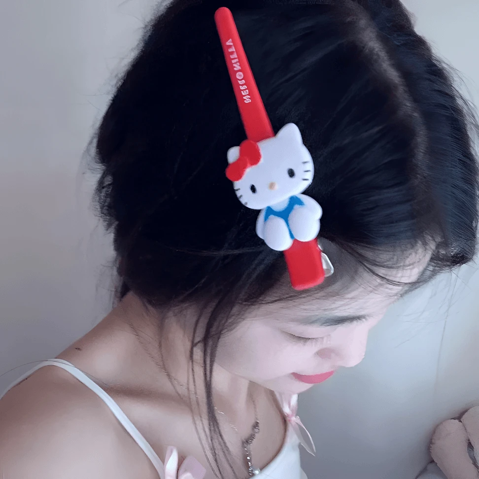 少女一字夹三丽鸥hellokitty松弛感刘海夹长发夹鸭嘴夹香蕉夹卡通