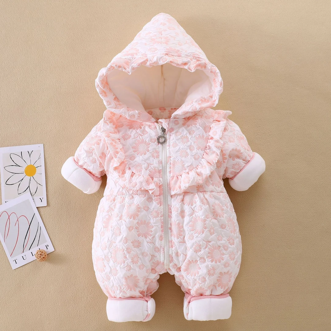 宝宝连体衣冬季款加厚棉袄婴儿保暖衣服纯棉新生儿哈衣夹棉外出服
