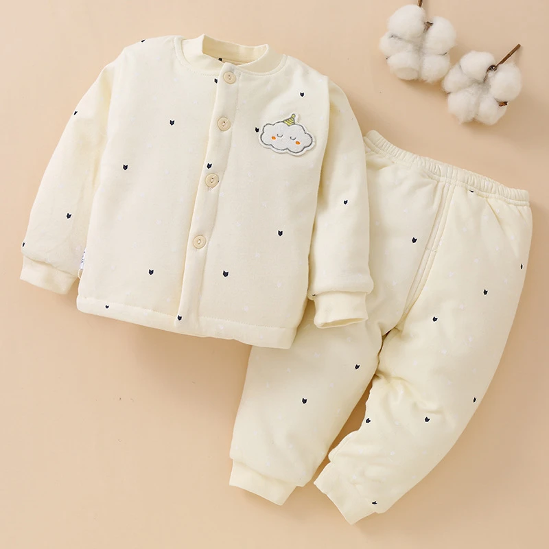 宝宝衣服秋冬新生儿保暖衣夹棉婴儿棉衣加厚棉服宝宝保暖内衣套装