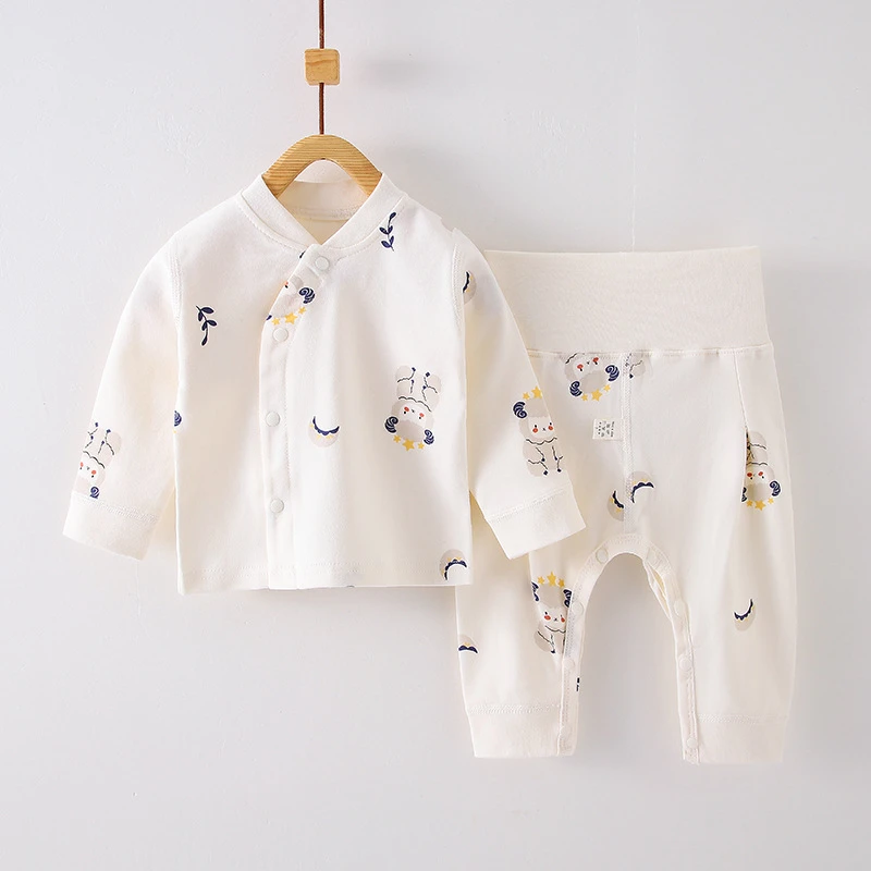 春秋季儿童内衣新生儿纯棉无骨衣服分体宝宝高腰护肚秋衣秋裤套装