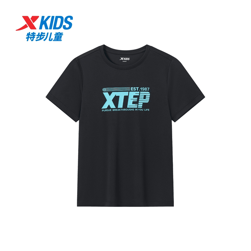 凉爽T恤 特步儿童中大童圆领吸湿凉爽透气运动短袖676226019012