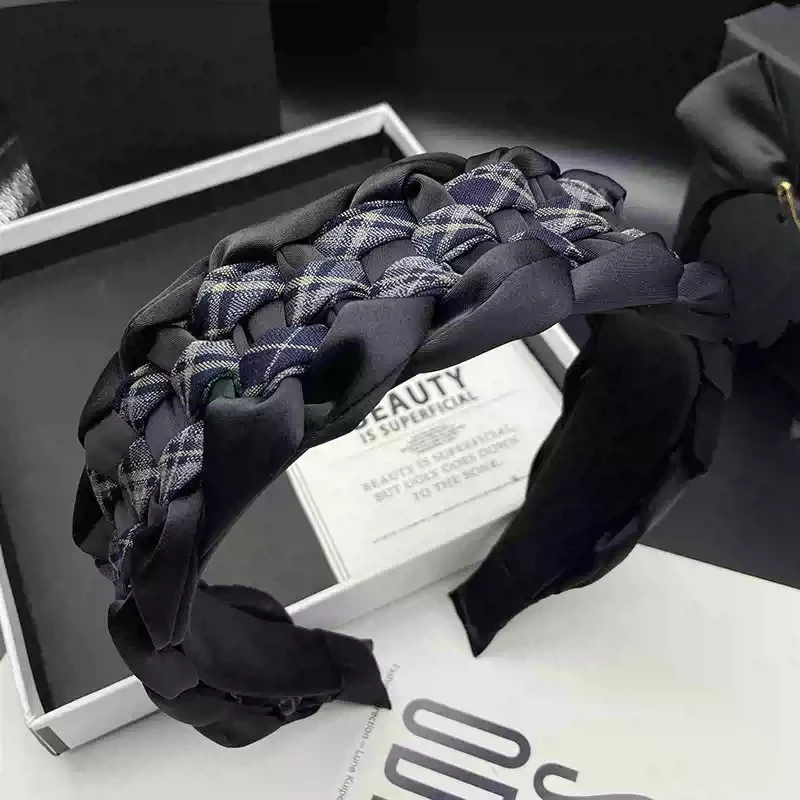 高颅顶编织发卡发箍女2024网红新款发窟头饰气质宽边压发洗脸头箍