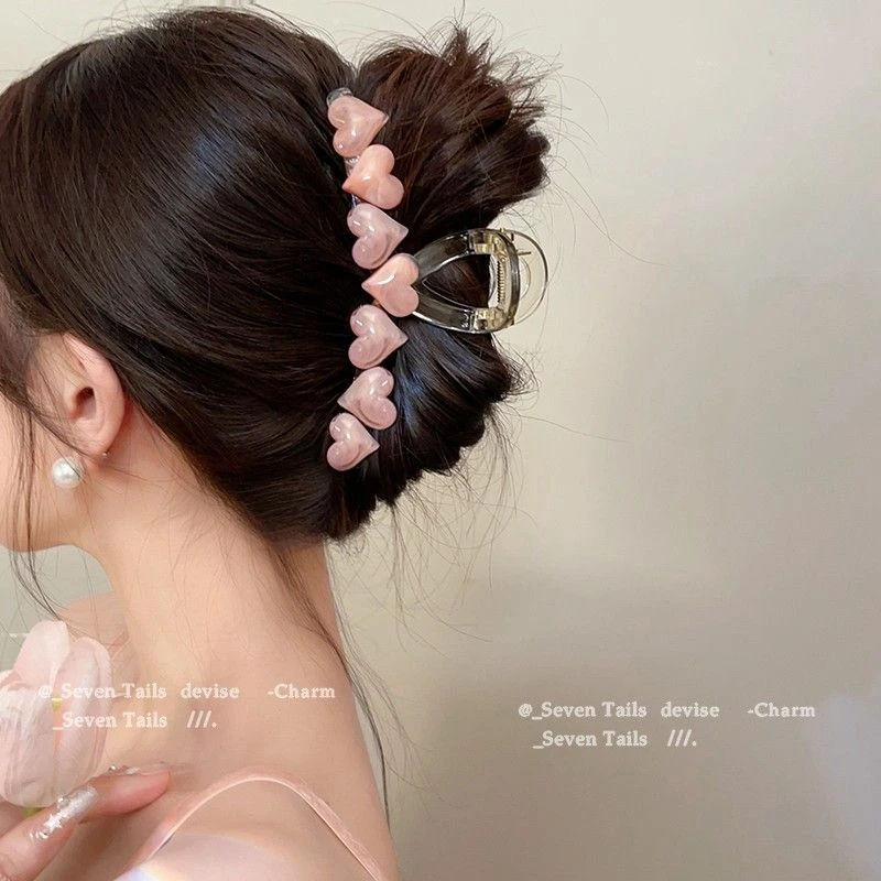 果冻爱心抓夹发夹大号小众高级感发夹女后脑勺夏季夹子新娘头饰