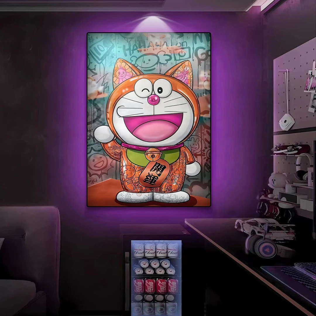 《哆啦A梦多款可选》客厅卧室装饰画背景挂画-铝合金边框装裱